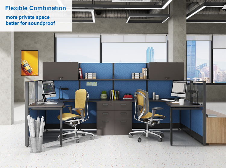 Custom Wood Desk U Shape Furniture Cubicles Modern 2 Person Workstation Office Partition