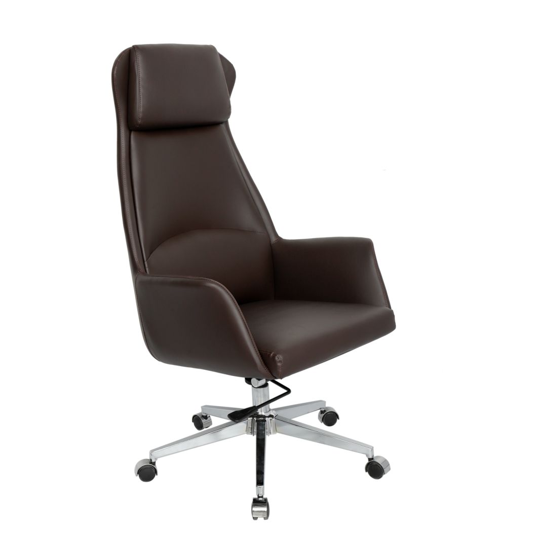 High Back Black Leathersoft Executive Swivel Office Chair with Lumbar Pillow and Arms