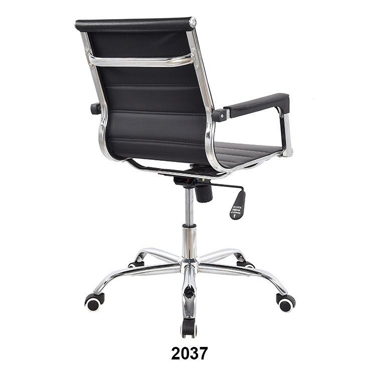 MID Back Padded Ribbed Leather Chair Home Computer Office Chair