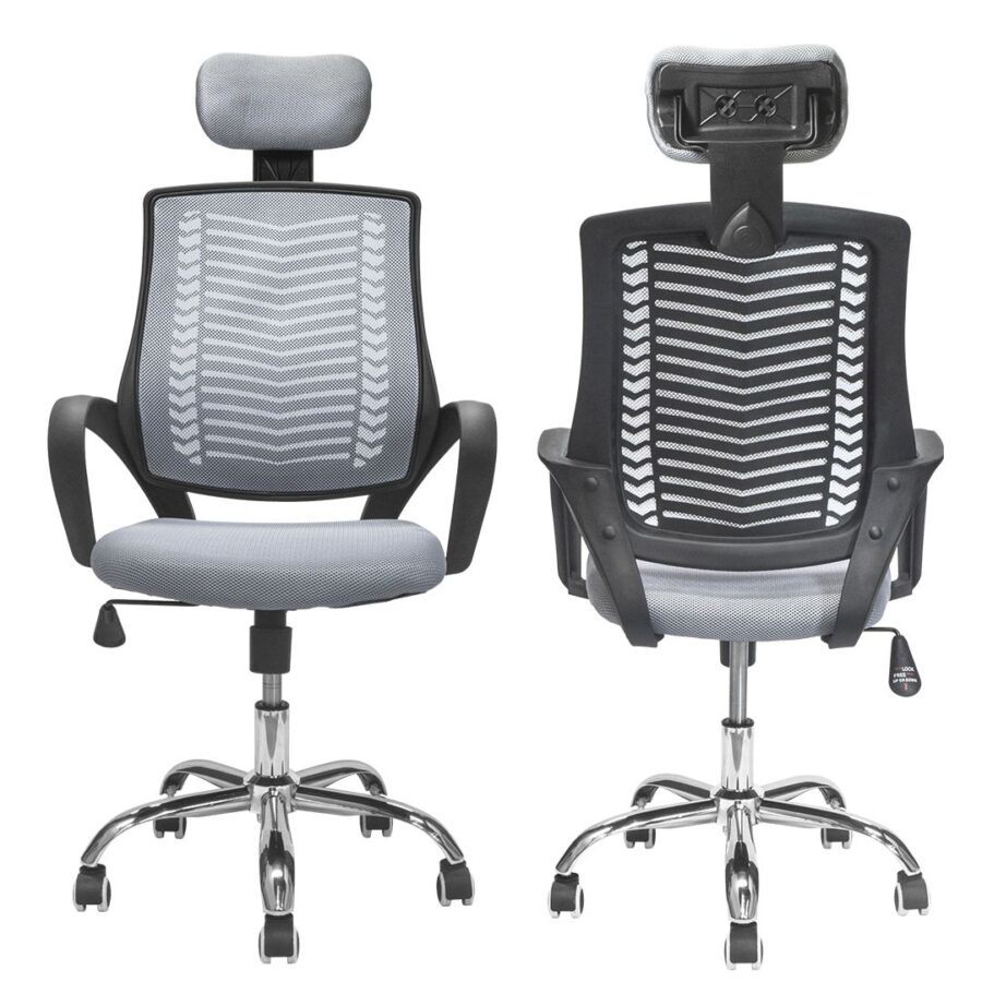 Operator Chair with Adjustable Lumbar Support Headrest Black Frame Seat