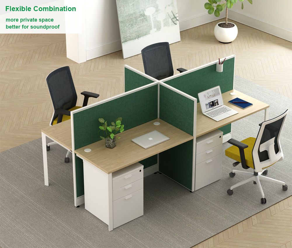 Good Quality Modular System Partition Modern 4 Cluster Office Table Workstation