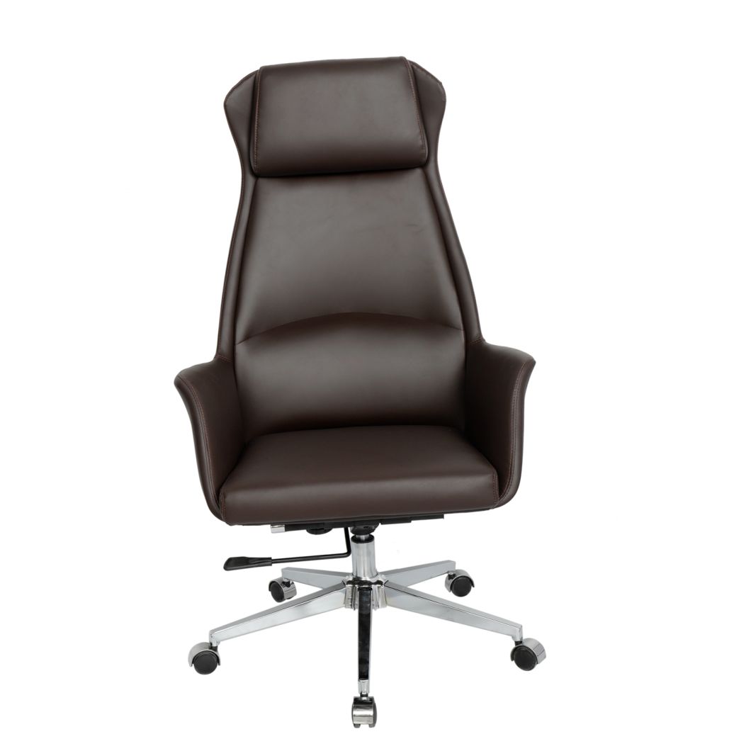 High Back Black Leathersoft Executive Swivel Office Chair with Lumbar Pillow and Arms