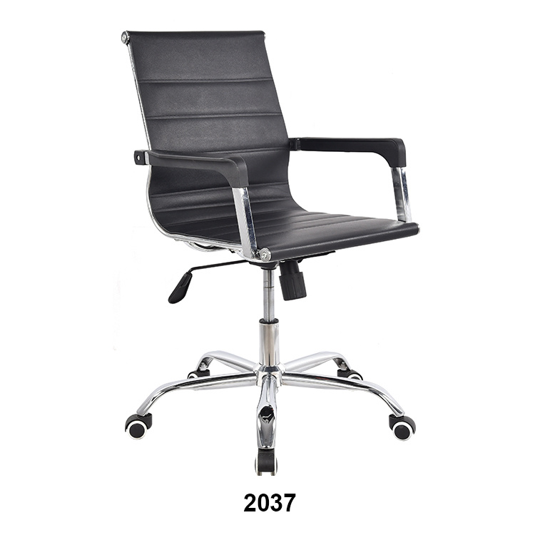 MID Back Padded Ribbed Leather Chair Home Computer Office Chair