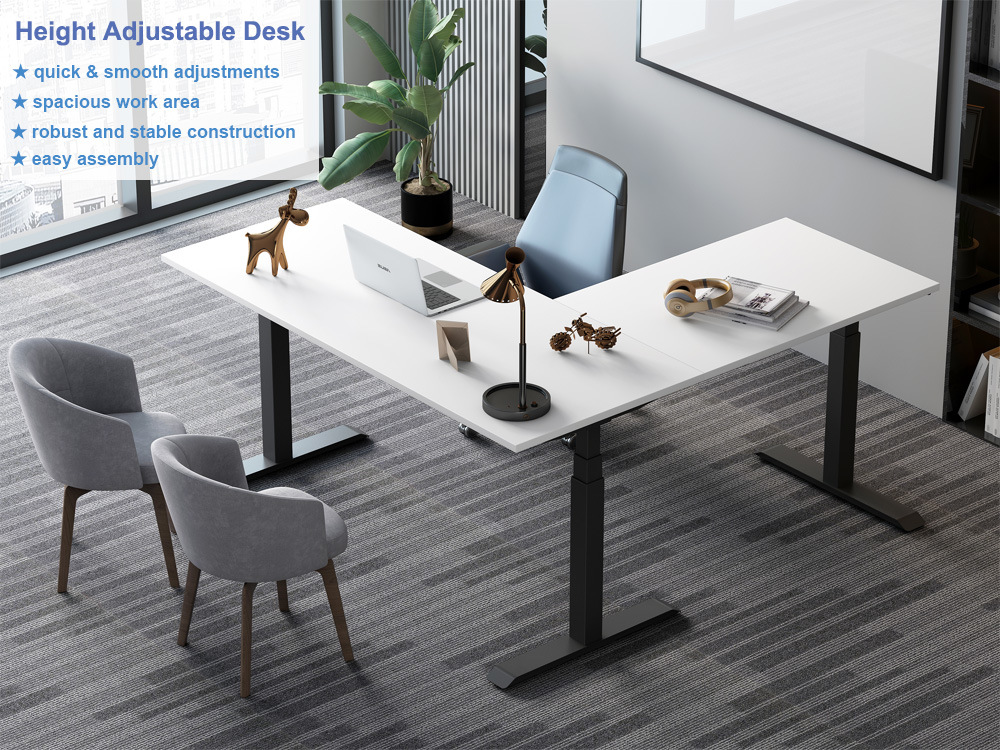 Modern Office Furniture Desk Ergonomic Motorized Adjustable Table Standing L Desk