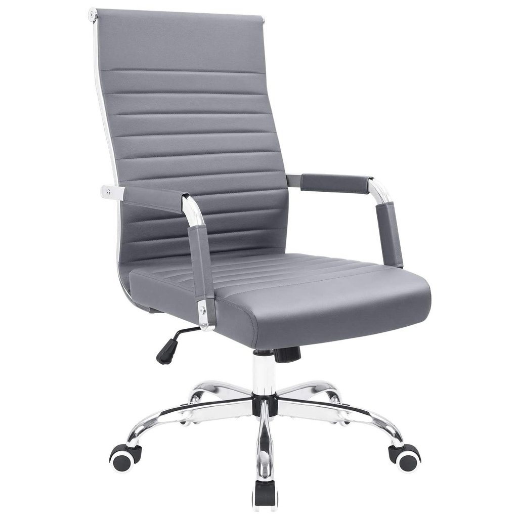Ribbed Office Desk Chair High-Back PU Leather Executive Chair Furniture