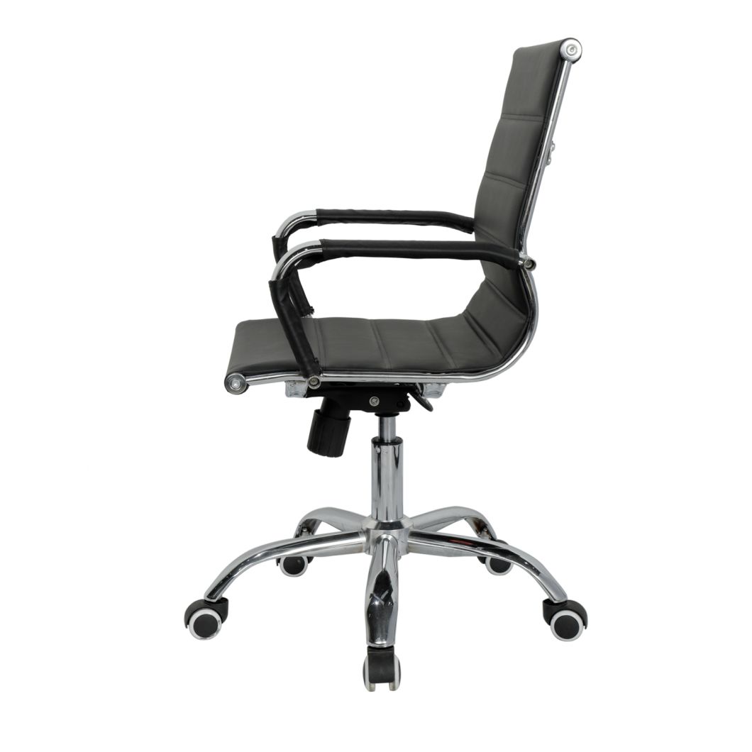 Black Ribbed Leather Executive Adjustable Swivel Office Chair