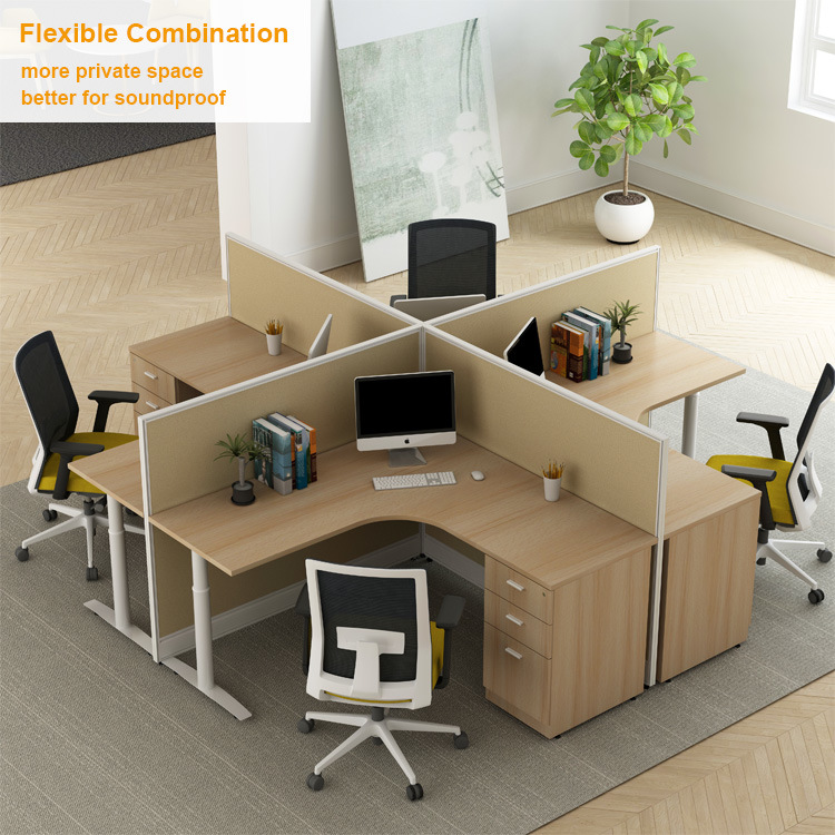 Commercial Office Workstation Modern X Shaped Table Modular Wood Office Desk