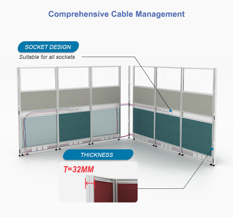 Commercial System Desk Aluminum Frame Office Workstation Modern Cubicle Partition