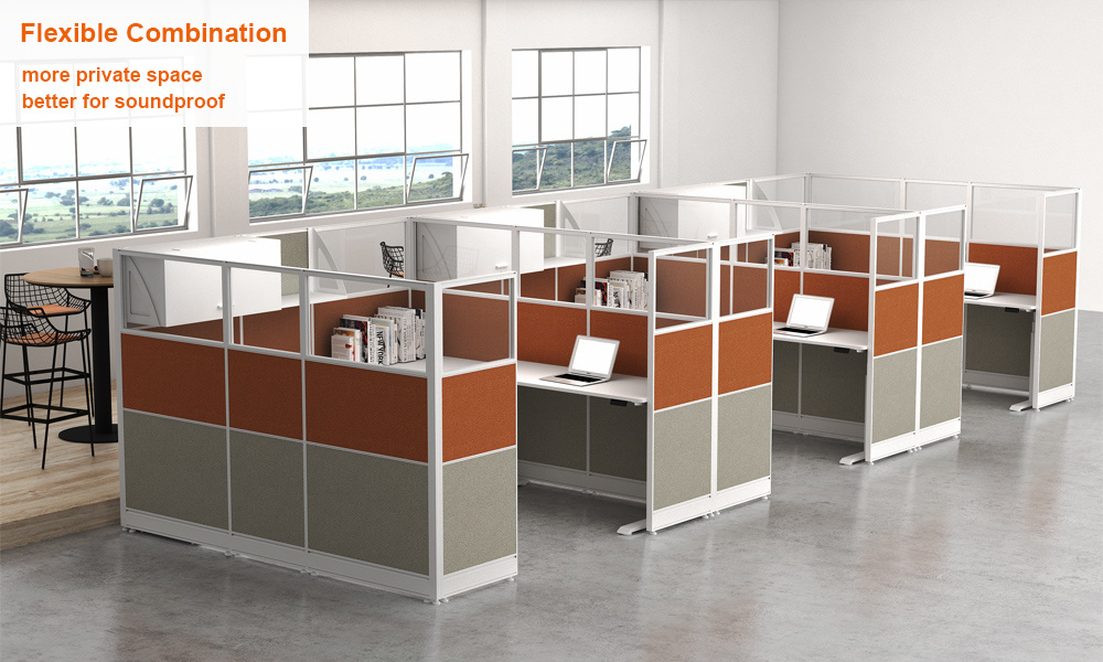 Divider Partition Desks Modern Aluminium L Shaped Workstation Office Cubicle