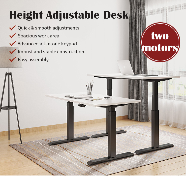 Home Office Furniture Dual Motor Height Adjustable Frame Modern Electric Office Desk