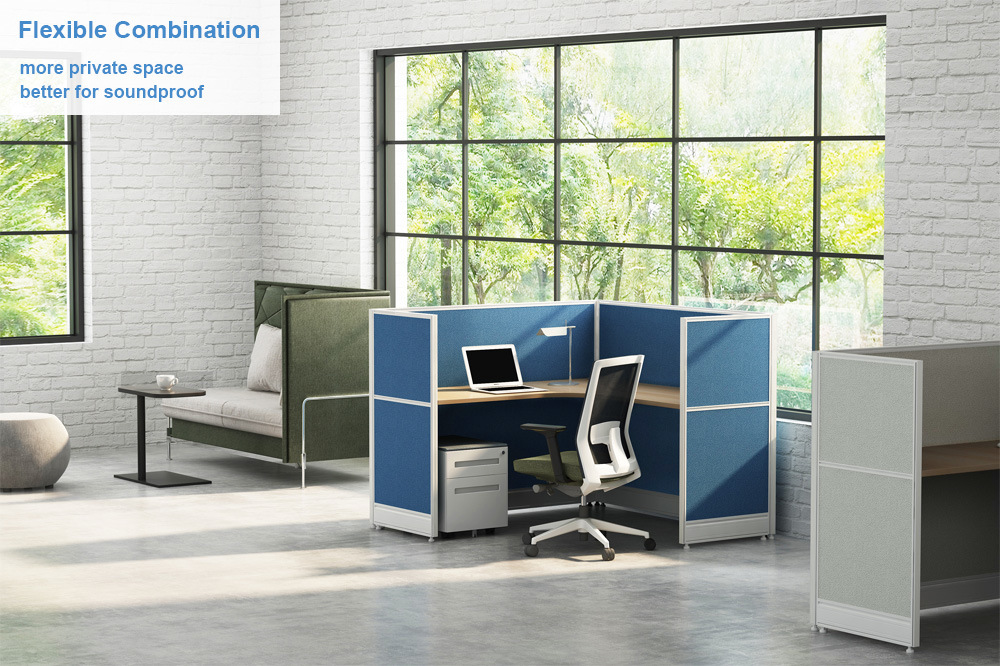 L Shaped Workstation Desk Aluminum Profile Partition Modern Office Cubicles