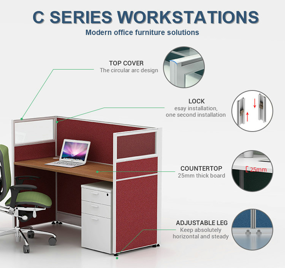 Multi Person Aluminum Office Furniture Glass Partition Modern Call Center Cubicles