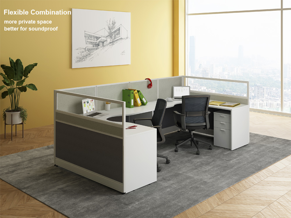 New Arrival Workstation Furniture Glass Screen Fabric Office Desk Partition