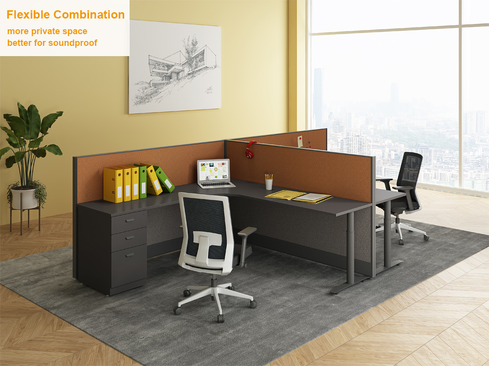Popular Design Modern Wooden Partition Desk Two Person Office Workstation