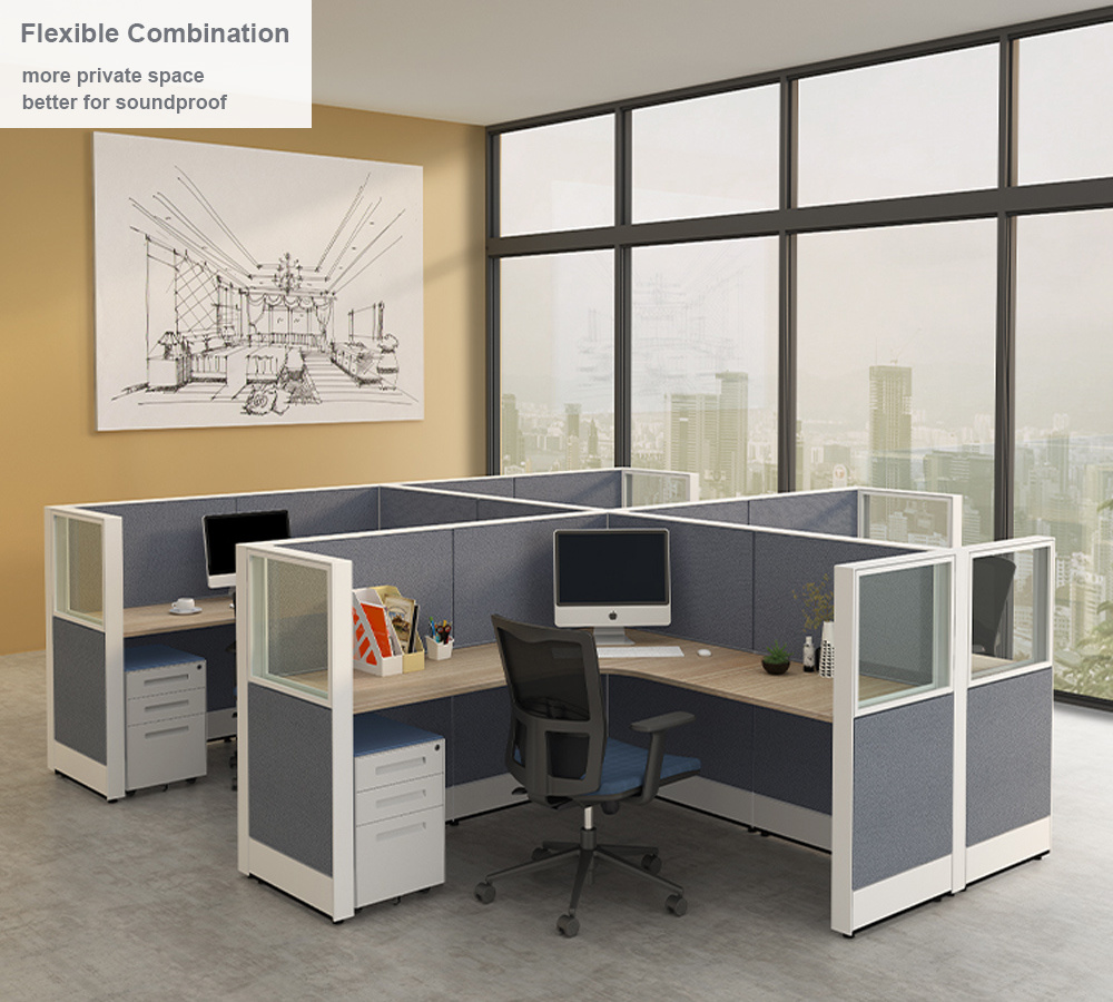 Wholesale Call Center Modern Furniture Desk Aluminum Frame 4 Person Office Cubicle