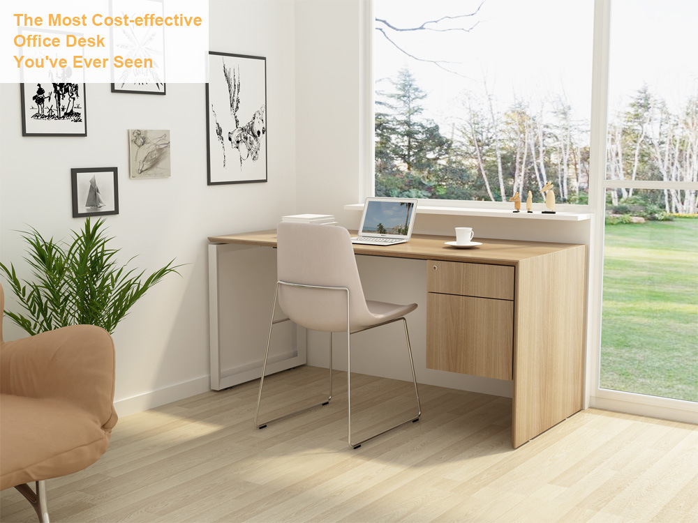 Wooden Metal Frame Office Furniture Desk Modern 2 Drawers Home Computer Table