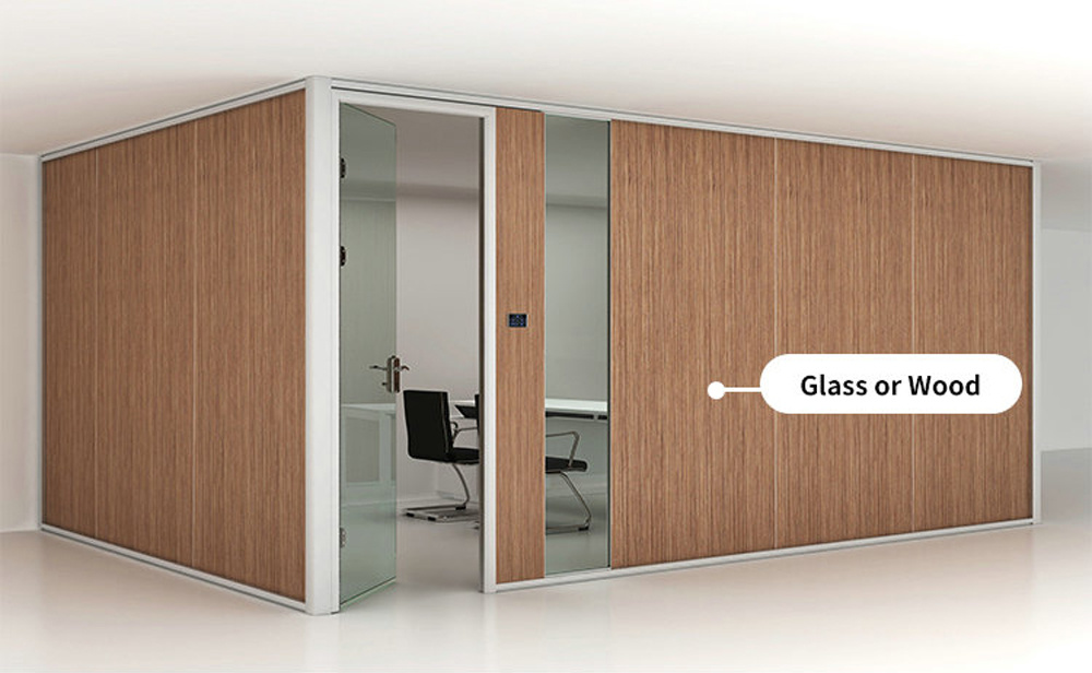 Commercial Acoustic Wall Aluminium Frame Office Partition Tempered Glass Partition