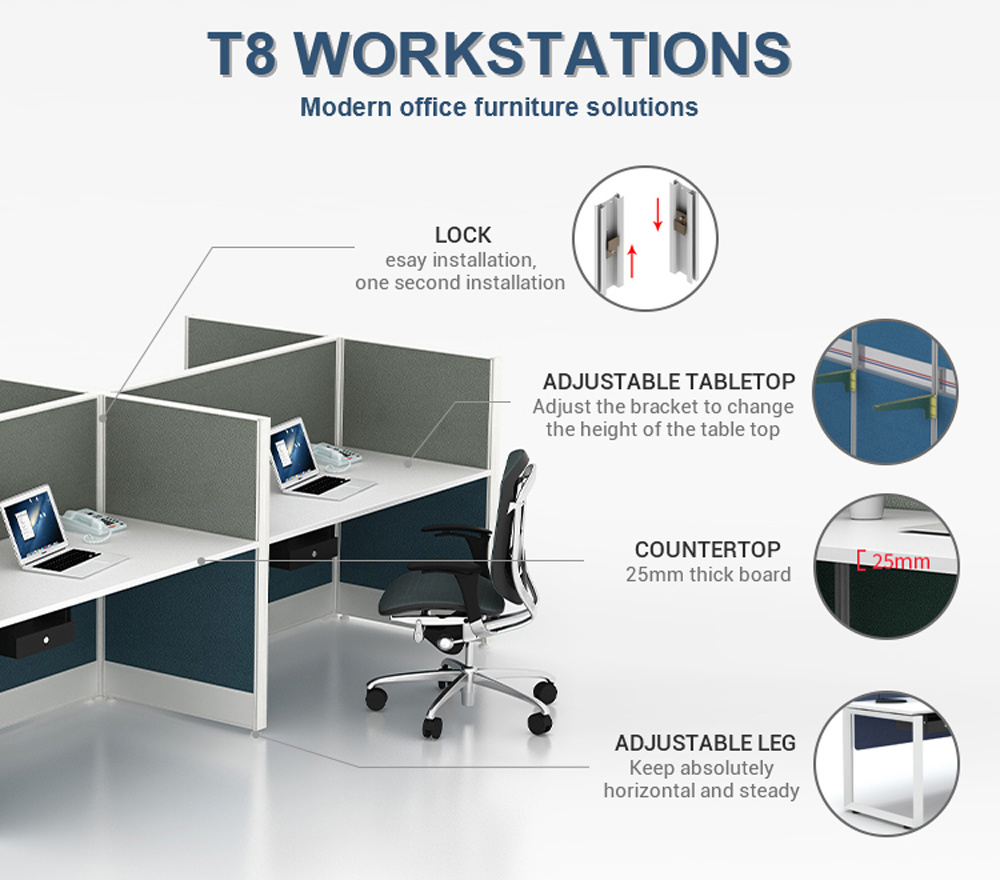 Commercial Office Desk 2 Seater Work Station Modern Office Cubicles