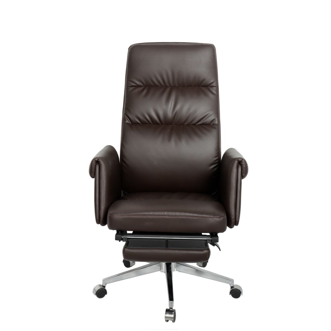 Cowhide Managerial Executive Chairs with Footrest Reclining Office Chair