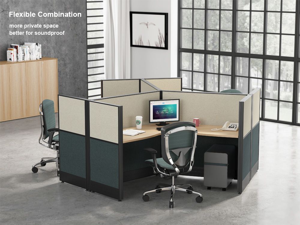 Custom Privacy Partition Triangle Cubicle 120 Degree Modular Office Workstation