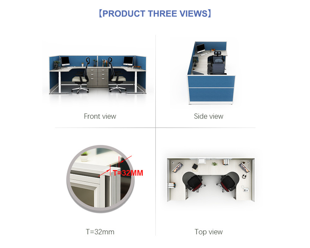 Customized Call Center Modern Furniture 2 Seat Melamine Office Workstation Partition
