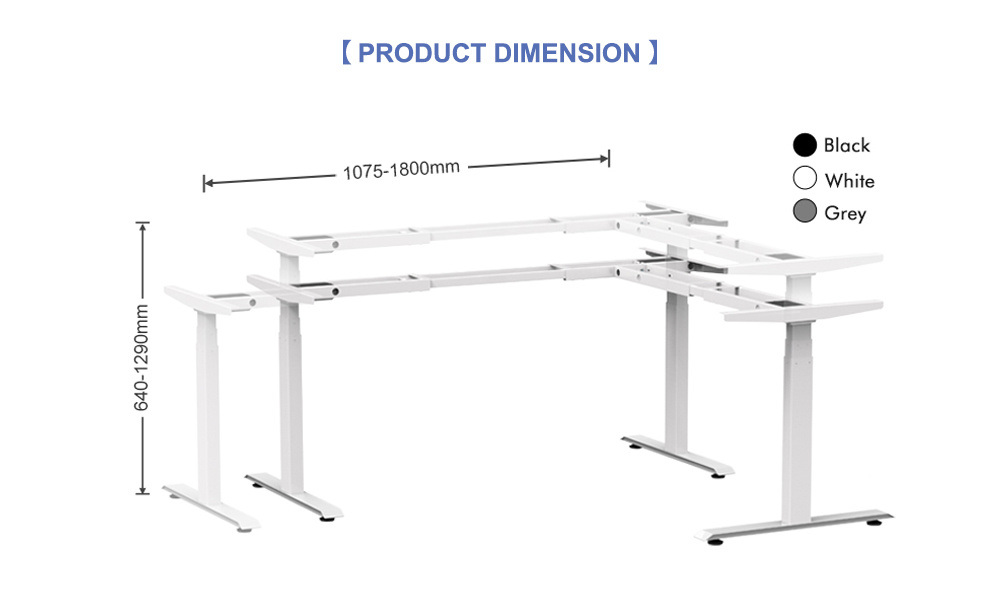 OEM ODM Executive Office Desk 3 Legs L Shaped Electric Height Adjustable Sit Stand Desk