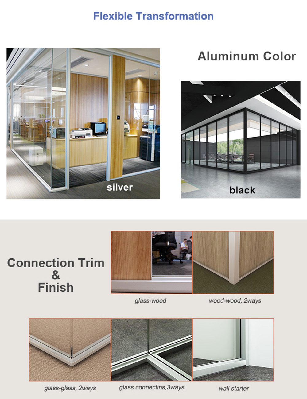 Customized Wood Panel Soundproof Glass Office Partitions Full Height Office Partition Wall