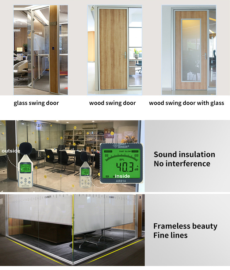 Factory Price Frameless Glass Partition Wall Aluminium Profile Office Partition