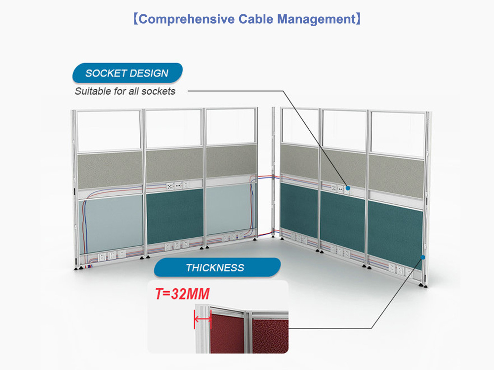 L Shaped Workstation Desk Aluminum Profile Partition Modern Office Cubicles