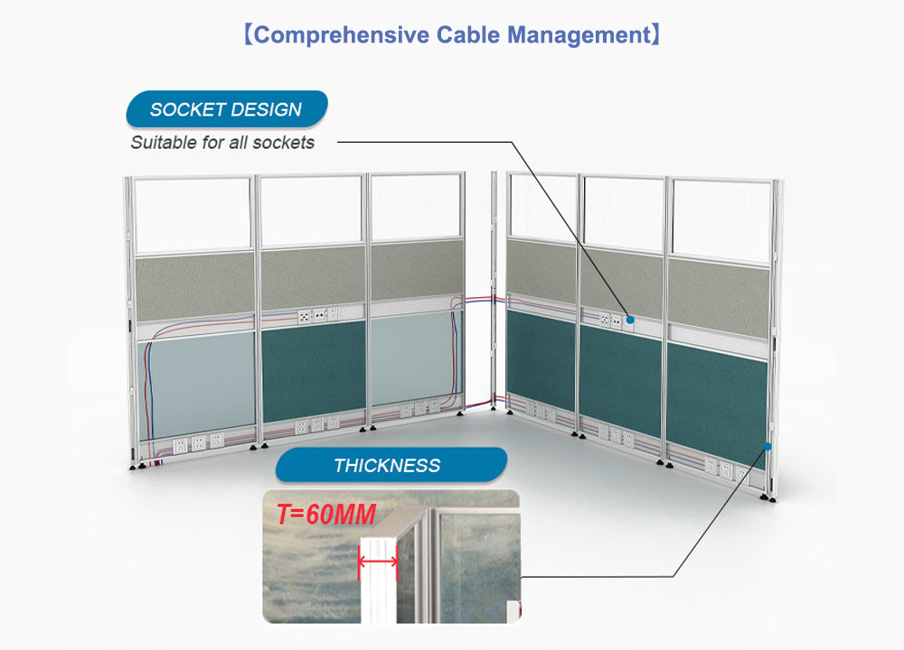 Office Partition Furniture Modern Aluminium Frame Office Workstation Cubicle