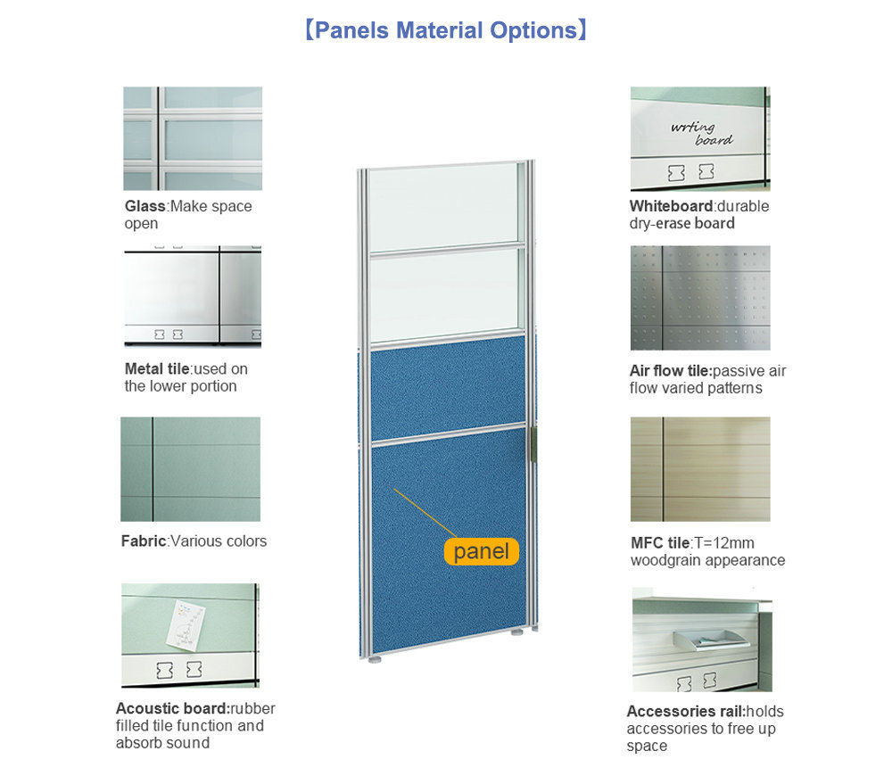 Office Partition Furniture Modern Aluminium Frame Office Workstation Cubicle