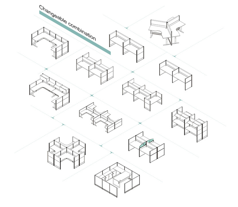 Professional Office Partition Design Wholesale Multiple Workstation Desk Cubicle