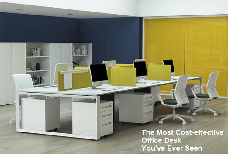Commercial Furniture Modern 6 People Office White Table Extendable Office Desk