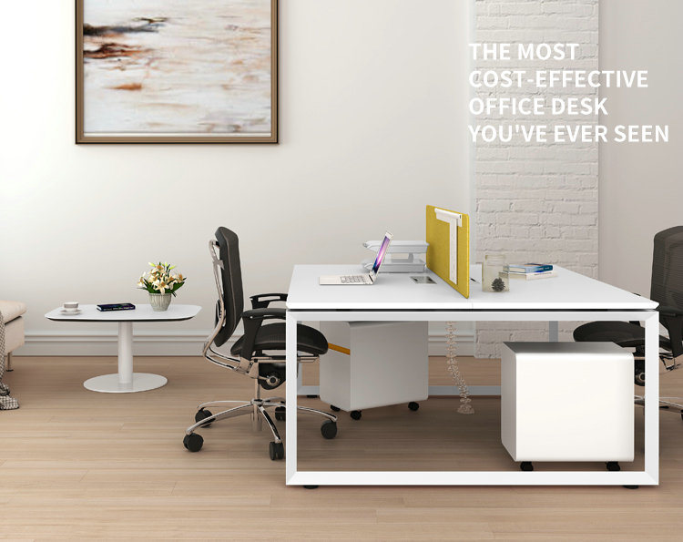 Factory Wholesale Modern Simple Table 2 Person Workstation White Office Desk