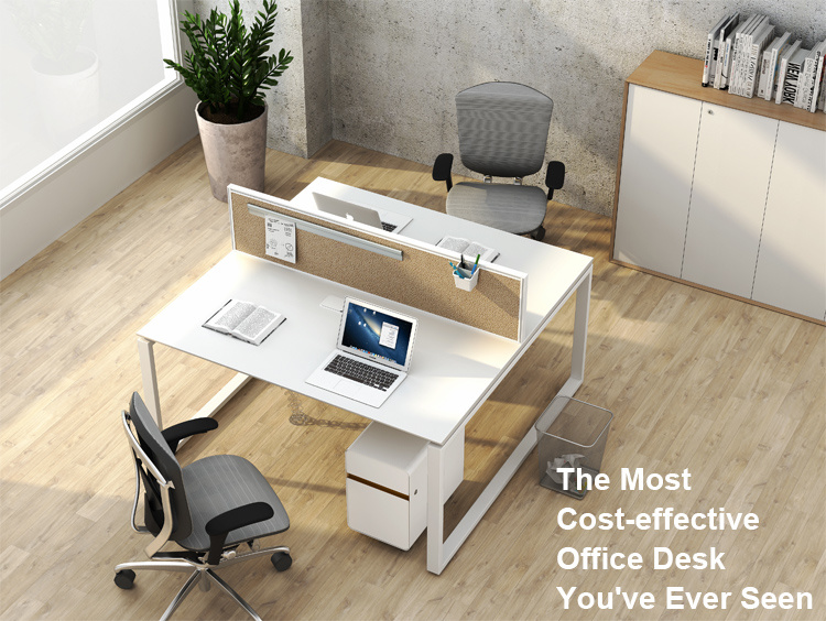 Wholesale MFC Office Furniture Modern White 2 Seater Office Table Desk
