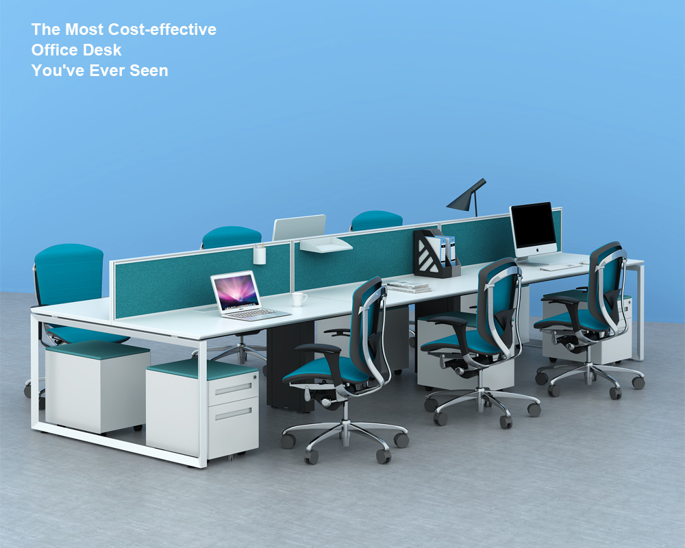 Commercial Furniture Melamine 6 Seater Office Table Modern Employee Desk