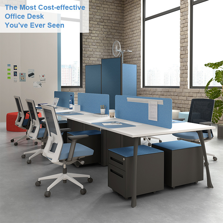 Modular Office Workstation Desk Extendable Frame Melamine 6 Person Office Furniture
