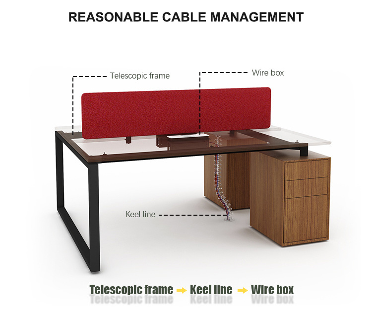 Foshan Manufacturer Melamine Furniture 4 Seater Office Table Modular Spacious Office Desk