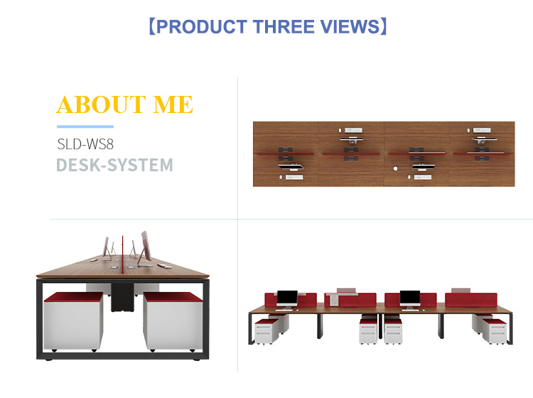 Wholesale Coworking Desk Modern Office Table Design 8 Person Workstation
