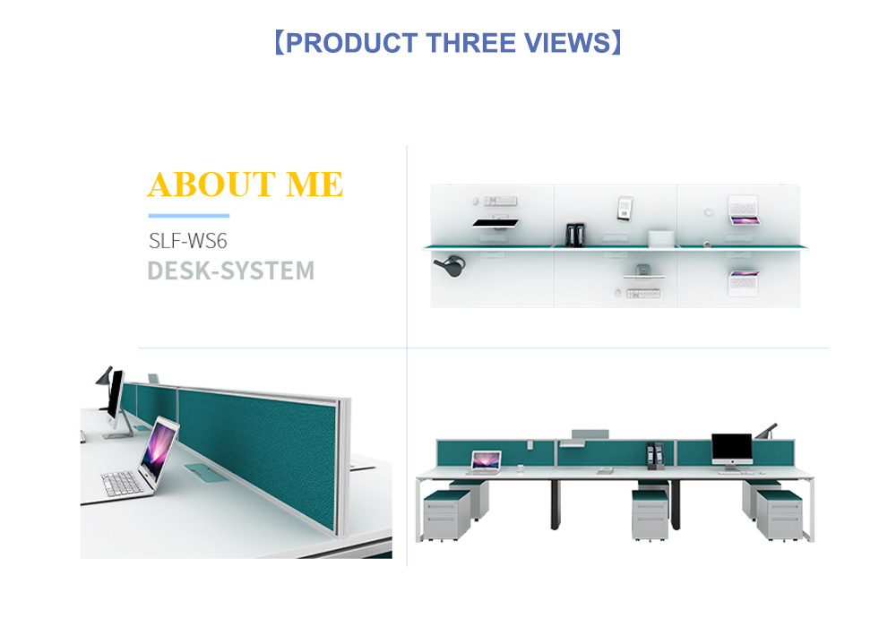 Commercial Furniture Melamine 6 Seater Office Table Modern Employee Desk