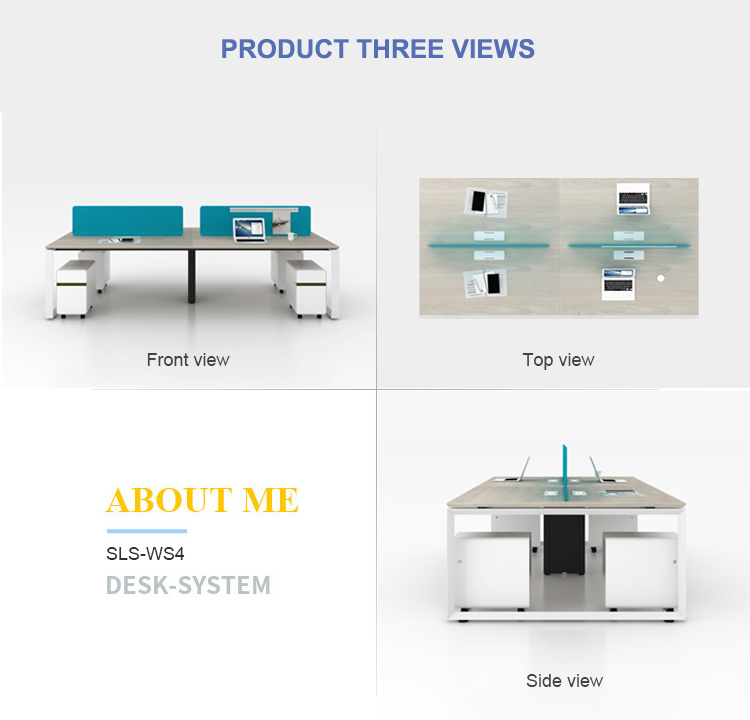 Factory Wholesale Furniture Steel Table Frame Modern 4 People Desk Office Workstations