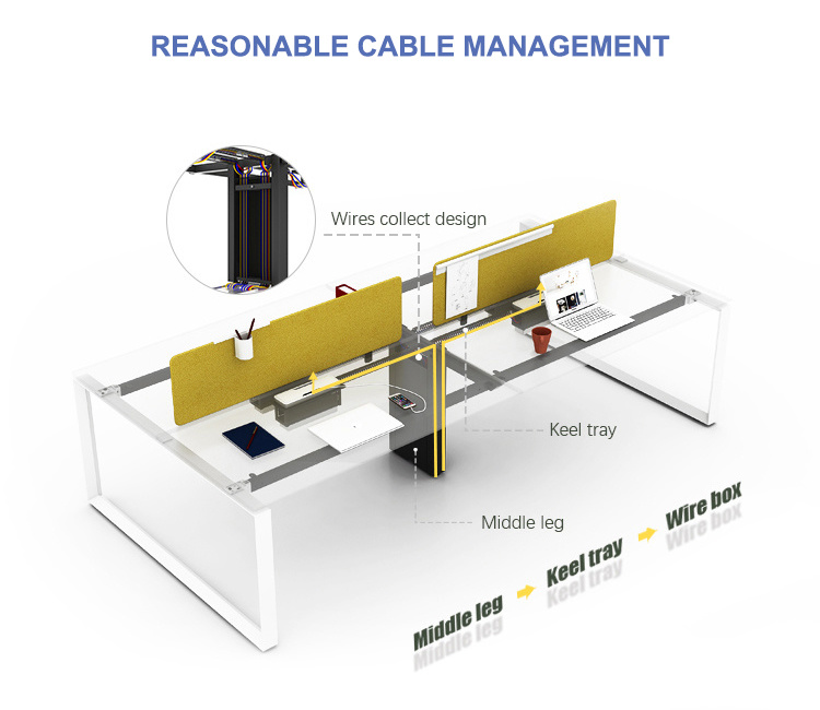 Factory Wholesale Furniture Steel Table Frame Modern 4 People Desk Office Workstations