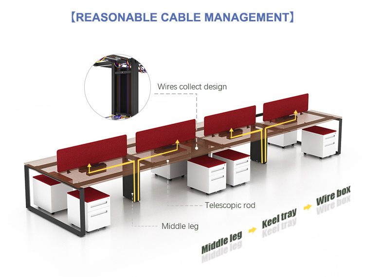 Comercial Furniture Office Workstation Wood Working Table 8 People Office Desk